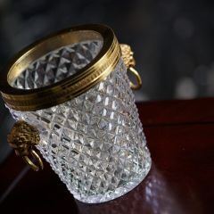 法国古董兽耳鎏金水晶冰桶/冷酒器