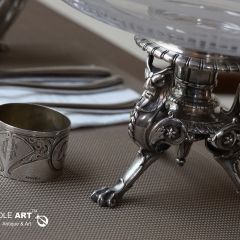 法国昆庭Christofle1877年造浮雕切割水晶果盘