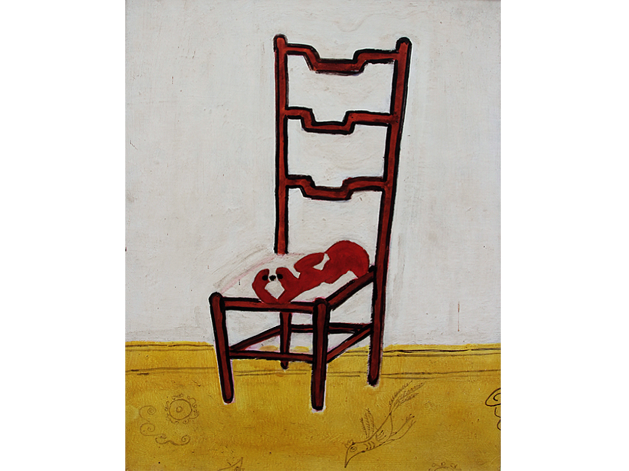 〓常玉·最贵中国画家·出版〓版画《趴在椅子上的北京狗》