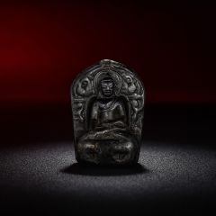 〓元代〓顶级透雕黑石雕！释迦牟尼随身佛