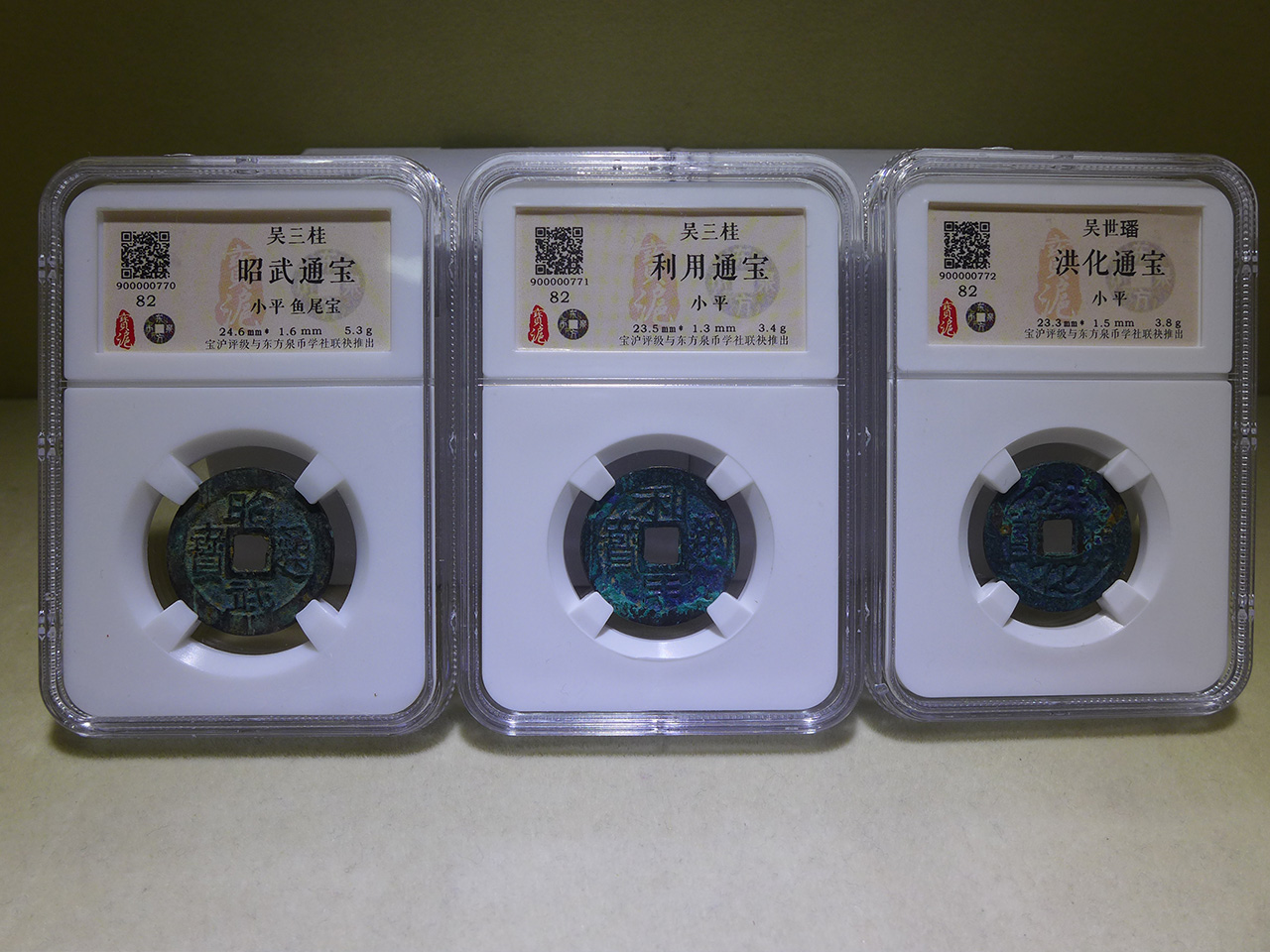吴三桂昭武、利用、洪化钱币一套
